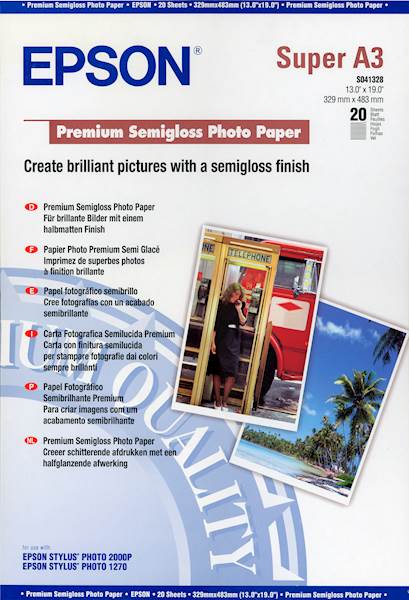 Papir EPSON Premium Semiglossy A3+, 20l, 250g/m²