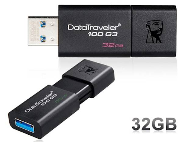 USB Kingston 32GB DT100G3 3.0, crna, klizni poklopac