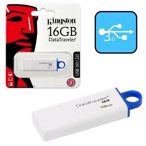 USB Kingston 16GB DTIG4 3.0, bijelo-plava, s poklopcem