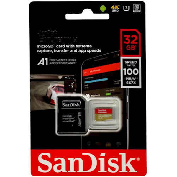 SDHC SanDisk micro SD 32GB EXTREME 100/60MB/s, UHS-I Speed Class 3, V30, adapter