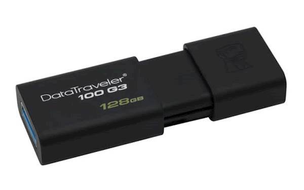 USB Kingston 128GB DT100G3, 3.0, crni, klizni priključak
