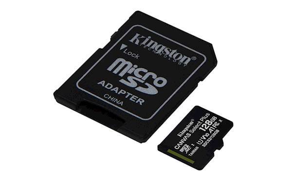 SDXC Kingston micro 128GB CANVAS SELECT Plus 100MB/s, C10 UHS-I, adapter